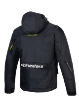 Alpinestars Mogress Air Jacket, Urban Motorcycle Jacket, Black and Lime Green, Ventilated Ripstop Textile, Hood and Back Logo.