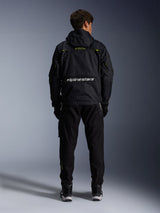 Alpinestars Mogress Air Jacket, black and lime punch textile urban motorcycle jacket, back view with white branding.