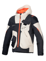 Alpinestars Mogress Air Jacket, men's urban motorcycle jacket in black, almond, and hot orange with ventilated ripstop.