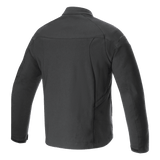 Alpinestars Aeron Jacket, Motorcycle Riding Jacket, Black, back view featuring a minimalist urban silhouette, full stretch breathable poly-fabric construction, subtle embossed logo on the shoulder, summer riding gear.