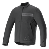 Alpinestars Aeron Jacket, Motorcycle Jacket, Black, minimalist summer riding design, featuring a high collar, full-length front zipper, tonal Alpinestars branding on the chest, and adjustable cuffs