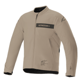 Alpinestars Aeron Jacket, Urban Motorcycle Riding Jacket, Tan and Black, minimalist textile construction with chest stripe branding, front zipper, and adjustable cuffs