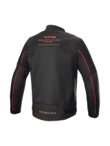 Honda Luc V2 Air Jacket, Alpinestars urban motorcycle jacket in black and red, rear view with mesh panels and Honda logo.