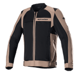Alpinestars Luc V2 Air Jacket, Motorcycle Riding Jacket, Gobi Brown and Black, bomber-style design with mesh panels, front zipper, ribbed collar, adjustable waist straps and cuffs, sporty urban design for motorcycle riding