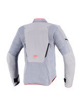 Alpinestars Stella Aeroshell Airflow Women's Motorcycle Jacket, Back View, Mid Gray and Anthracite with Pink Accents, Softshell Mesh