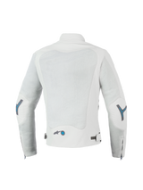 Alpinestars Stella Circal-1 Air Jacket, Women's Urban Motorcycle Airflow Jacket, Metal Gray and Methyl Blue, CE Certified with recycled mesh panels, rear view showing back mesh ventilation and padded collar
