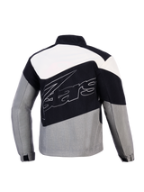 Alpinestars Stella Moshell Jacket, Women's Urban Motorcycle Jacket, Black and Gray windproof textile, rear view.