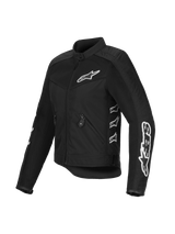 Alpinestars Woman Stella T-Dyno Air Jacket, Black, mesh and textile motorcycle jacket, featuring white Alpinestars logos on the chest and sleeves, 3D mesh panels for airflow, vintage-inspired tailored fit.