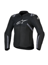 Honda Woman Stella T-SPS Air V2 Jacket, Women's Textile Motorcycle Jacket, Black with white Alpinestars and Honda logos, gray stripe accents, perforated mesh panels for airflow, sport riding fit