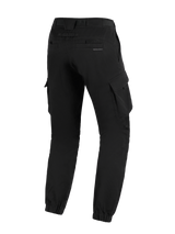 Alpinestars Flex-AST Cargo Pants - Short, Black, back view of urban motorcycle pants featuring a tapered fit, elasticated ankle hems, side cargo pockets, and subtle branding on the back pocket.