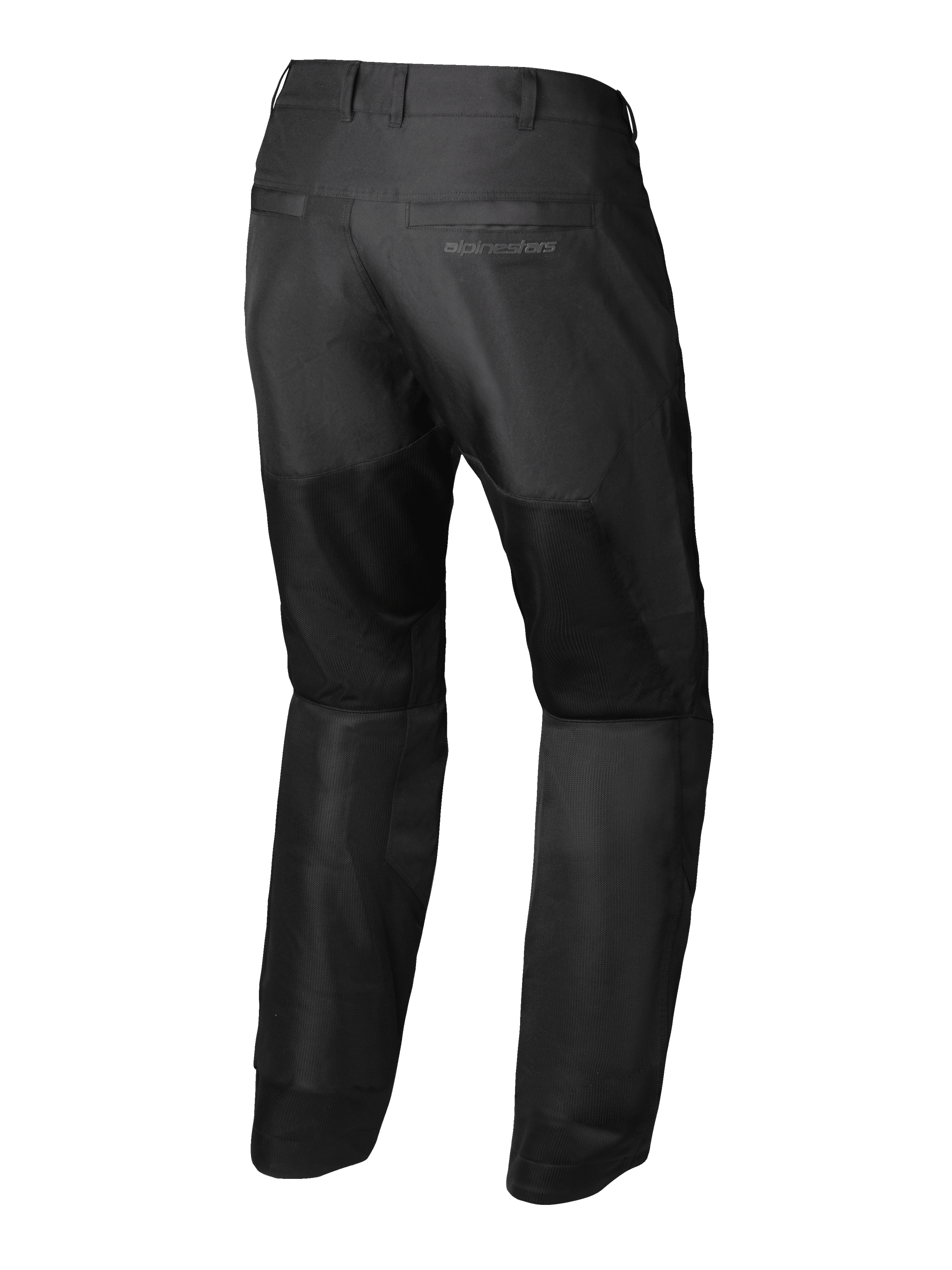 Alpinestars C-1 Air Pants, urban motorcycle pants for men in Black, back view showing tech mesh ventilation panels and CE Class A protection