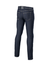 Alpinestars Cult-8 Stretch Denim Pants, Men's Urban Motorcycle Jeans in Rinse Blue, back view showing relaxed straight fit.