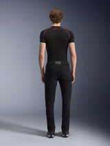 Alpinestars Copper V3 Denim Pants, Black Rinse Men's straight-leg motorcycle riding jeans for urban road use, rear view.