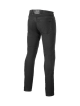 Alpinestars Copper V3 Denim Pants, Urban Motorcycle Riding Jeans for Men, Black Rinse, Straight Leg, Rear View.