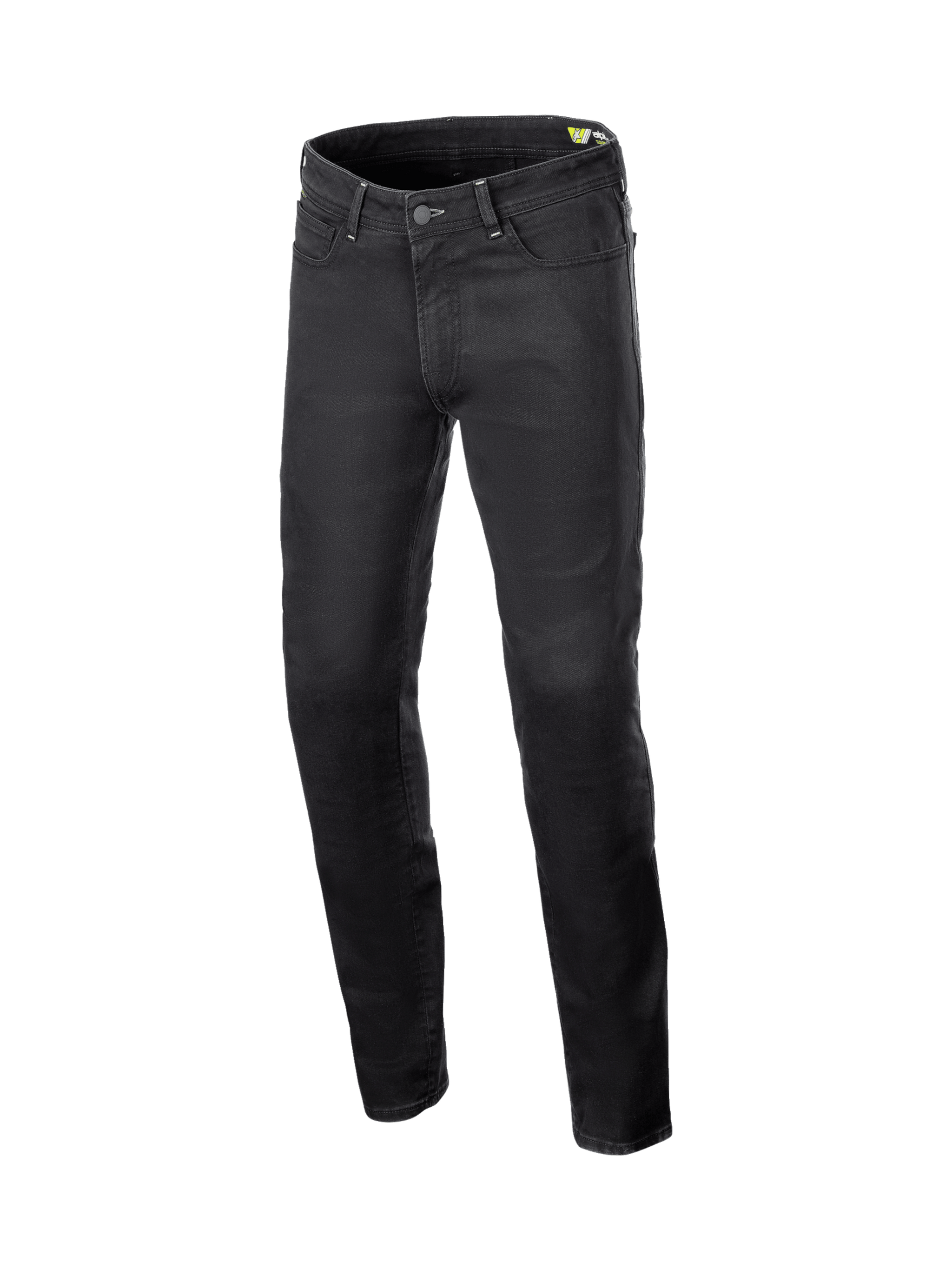 Alpinestars Copper V3 Denim Pants, Men's motorcycle riding jeans in Black Rinse, stretch cotton denim with aramid fiber.