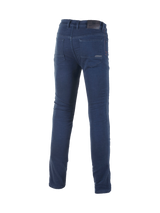 Alpinestars Cerium Tech Stretch Riding Denim, slim-fit motorcycle pants in Rinse Blue for urban road riding.