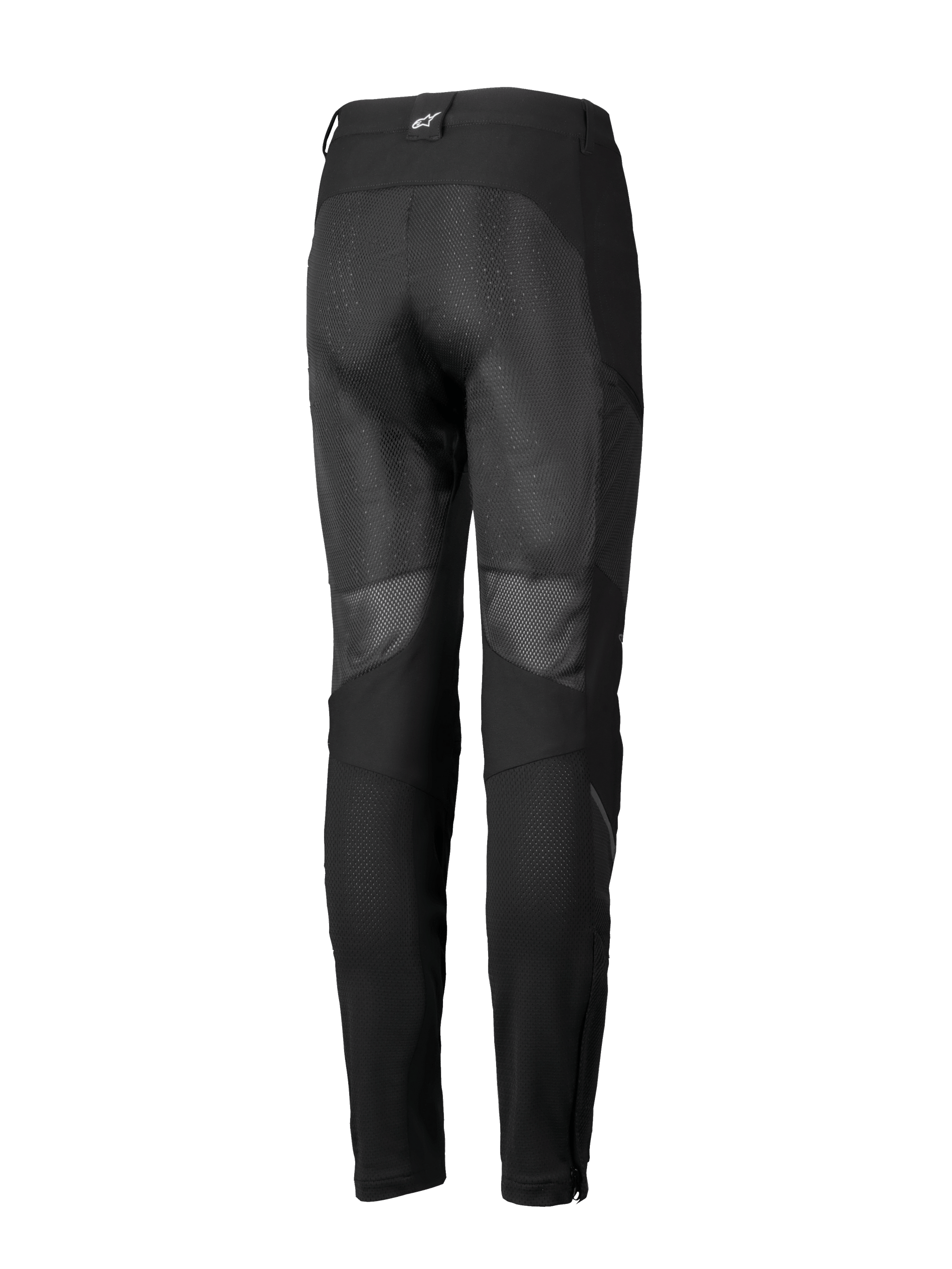 Alpinestars Stella Troop-Air Pants, Women's Motorcycle Riding Pants, Black, rear view featuring large mesh ventilation panels on the back of the legs, textile construction, and a small white logo on the rear belt loop.