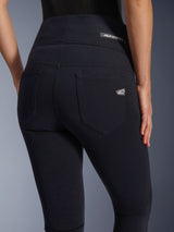Alpinestars Stella Flex-AST Leggings, Women's Motorcycle Riding Pants, Black, close-up back view highlighting the high-waisted design, two functional rear pockets, and Alpinestars logo labels on the pocket and waistband.