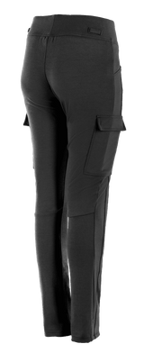 Alpinestars Women's Iria Leggings, Black, urban motorcycle riding pants featuring side cargo pockets with flaps, slim performance fit with elasticated waistband, rear three-quarter view