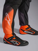 Alpinestars KMX-5 V3 Suit, men's Black and Orange Fluo karting suit with karting shoes, FIA 8877-2022 Grade 1 certified.