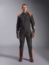 Alpinestars KMX-5 V3 Suit, Men's Karting One-Piece, Black and Orange Fluo, FIA 8877-2022 Grade 1 certified racing gear.