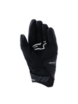 Alpinestars SP-R Pro Gloves, Black Short-cuff Motorcycle Gloves, palm view showing grip reinforcements and white Alpinestars logo, designed for sport riding.