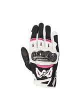 Alpinestars Stella SMX-2 Air Carbon V2 Women's Motorcycle Gloves, black/white/fuchsia, featuring carbon knuckle protection.