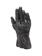 Alpinestars Stella SP-8 V3 Women's Motorcycle Racing Gloves in black leather with molded hard knuckle protection.