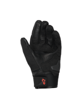 Alpinestars SP X Z Waterproof Gloves, Motorcycle Gloves, Black with Red Fluo logo, palm view showing leather construction and reinforced grip areas, neoprene cuff with pull tab, high-performance street riding gear