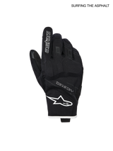 Alpinestars Moblast Waterproof Gloves, men's urban motorcycle riding gloves, Black and Off White, Drystar waterproof textile and goat leather construction with PU knuckles and CE certification