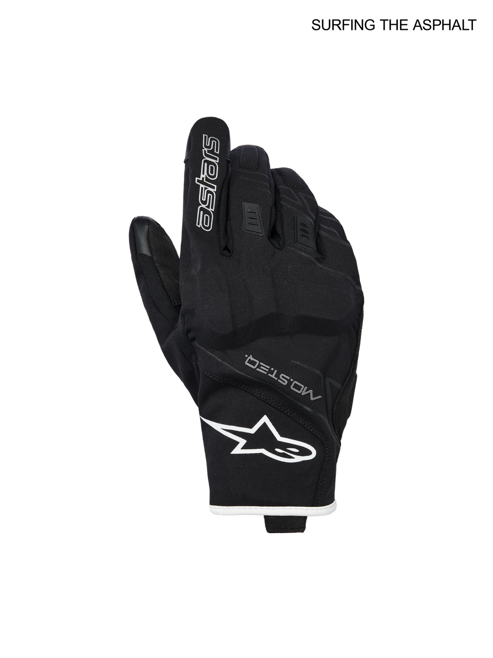 Alpinestars Moblast Waterproof Gloves, men's urban motorcycle riding gloves, Black and Off White, Drystar waterproof textile and goat leather construction with PU knuckles and CE certification