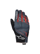 Alpinestars Moblast Waterproof Gloves, Motorcycle Gloves, Anthracite and Black with Orange accents, short-cuff design with red-orange linear graphics, white Alpinestars star logo on the cuff and 'astars' branding on the finger, technical textile backhand for all-weather protection