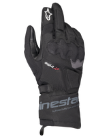 Alpinestars WT-3 Drystar Insulated Gloves, Black Motorcycle Touring Gloves, waterproof and insulated construction with molded knuckle protection, white star logo on the index finger, and mid-length cuff with Alpinestars branding.