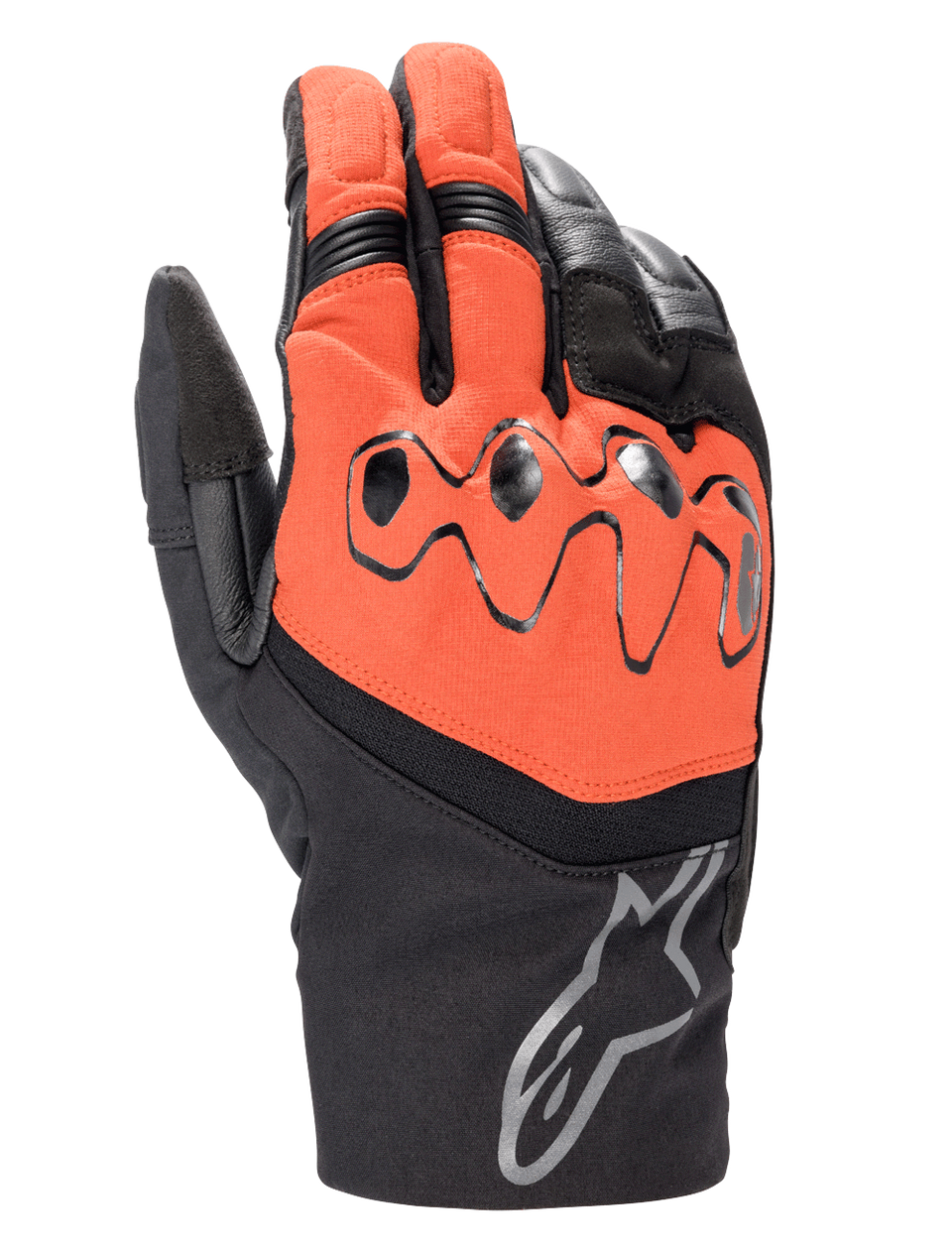 Alpinestars Hyde XT Drystar® XF Gloves, Motorcycle Touring Gloves, Fire Red and Black, featuring protective viscoelastic knuckles, Alpinestars logo on the cuff, and waterproof textile and leather construction.