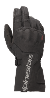 Alpinestars WR-X GORE-TEX Gloves, Motorcycle Touring Gloves, Black, featuring a long cuff with grey Alpinestars branding, covered SP Lite knuckle protection, and a durable ripstop textile construction.
