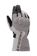 Alpinestars WR-X GORE-TEX Gloves, Motorcycle Touring Gloves, Dark Gray and Ice Gray with Black, long cuff design, covered knuckle protection, waterproof and insulated for winter riding.
