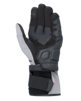 Alpinestars Tourer W-7 V2 Drystar® Gloves, palm view, Black and Dark Gray, winter motorcycle gloves featuring leather palm reinforcements, touchscreen compatible index finger, and dual-strap closure system for a secure fit