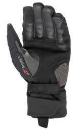 Alpinestars Bogota' Drystar® XF Gloves, Motorcycle Gloves, Black, palm view featuring reinforced leather construction, adjustable wrist strap, and Drystar branding, durable gear for adventure touring