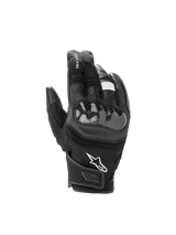 Alpinestars SMX Z Drystar Gloves, waterproof black leather motorcycle gloves with a hard knuckle protector and short cuff.