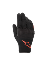 Alpinestars S-Max Drystar  Gloves, black and red fluorescent waterproof motorcycle road gloves with knuckle protection.