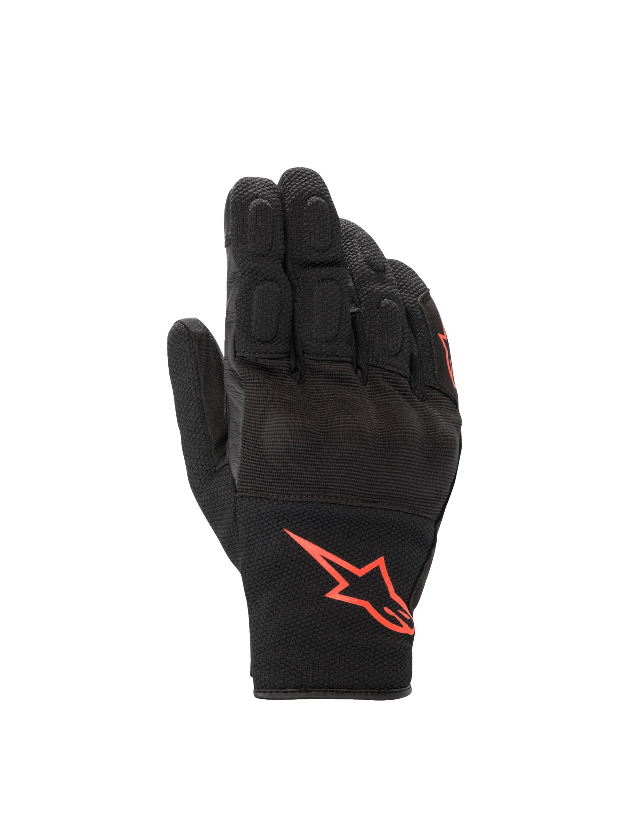 Alpinestars S-Max Drystar  Gloves, black and red fluorescent waterproof motorcycle road gloves with knuckle protection.