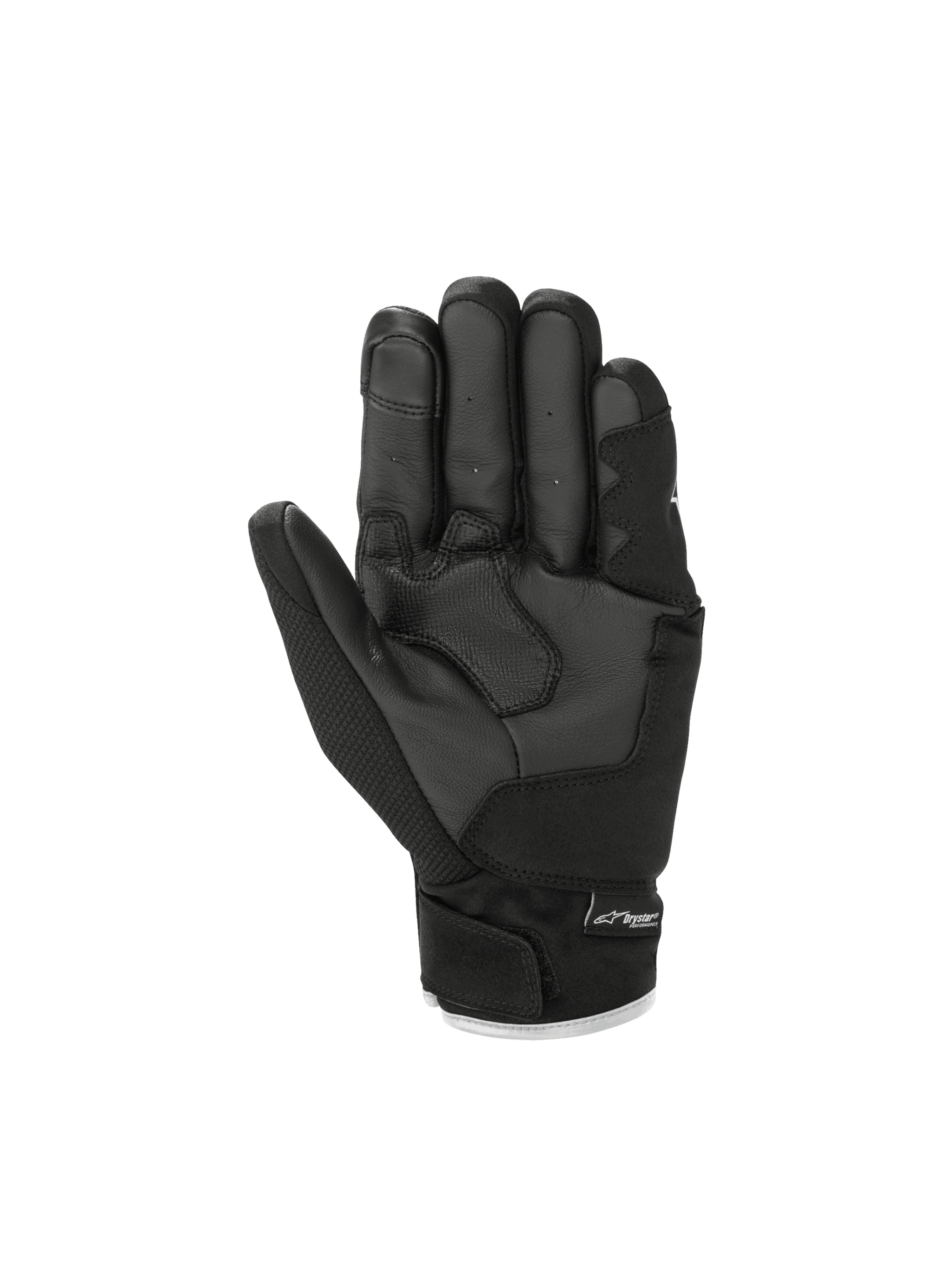 Alpinestars S-Max Drystar® Gloves in black, waterproof road motorcycle sport gloves with leather palm and short cuff.