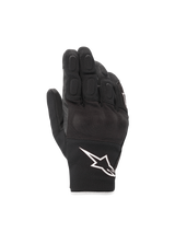 Alpinestars S-Max Drystar® Gloves, waterproof black and white motorcycle road gloves with leather and hard knuckles.
