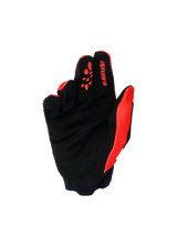 Alpinestars Youth & Kids Full Bore V2 Gloves, Motocross Gloves, Bright Red and Black, palm view showing reinforced black synthetic suede and red silicone grip patterns on fingers, durable off-road gear for young riders.