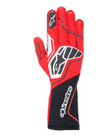 Alpinestars Tech-1 ZX V4 Gloves, Professional Auto Racing Gloves, Red and Black with White Accents, Honeycomb Fabric Construction, Large Branding, Ergonomic Design for Motorsport Performance