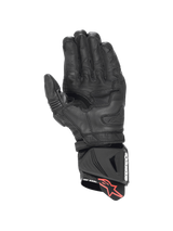 Alpinestars GP Pro R4 Gloves in black leather featuring a kangaroo leather palm and DFS cuff slider for racing.