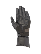 Alpinestars SP-8 V3 Gloves, Road Racing, Men, Black Leather, featuring reinforced palm grip and adjustable long cuff.