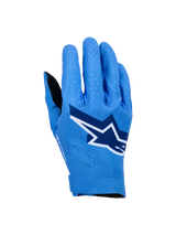 Alpinestars Supertech MX Gloves, Motocross Racing Gloves, Ucla Blue with Deep Blue and White accents, featuring a large star logo on the backhand, laser perforations for breathability, and a seamless ergonomic design for off-road riding.