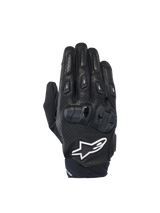 Alpinestars SP X 7 Gloves, Men's black and white short motorcycle gloves, perforated leather with CE knuckle protection.