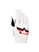 Alpinestars Supertech MX Gloves 2027, Men's Motocross Gloves, White and Fire Red, breathable perforated stretch backhand.